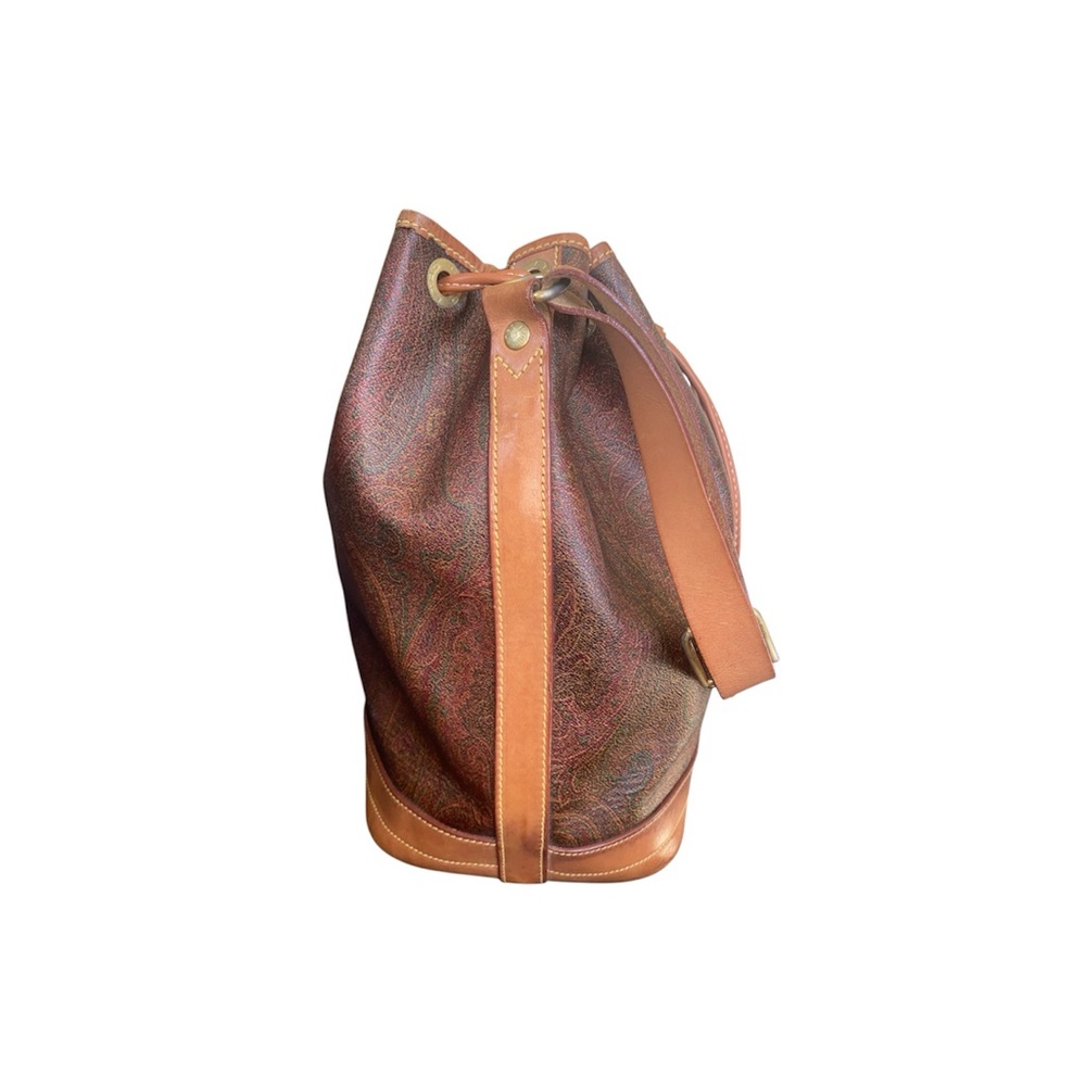 ETRO MILANO VINTAGE RED PAISLEY DRAWSTRING BUCKET BAG - Picture 3 of 7